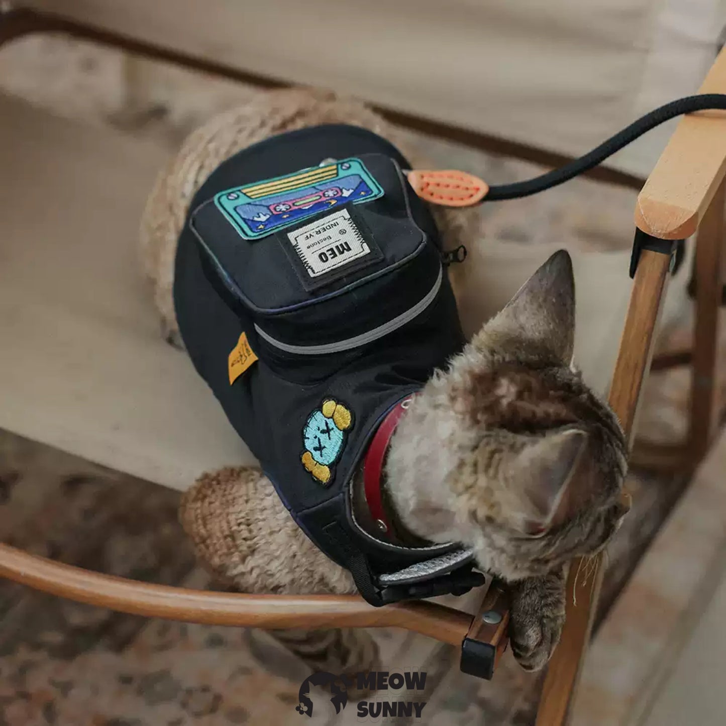 Summer outdoor fashion backpack denim cat vest with hat /Leashes& Harnesses set