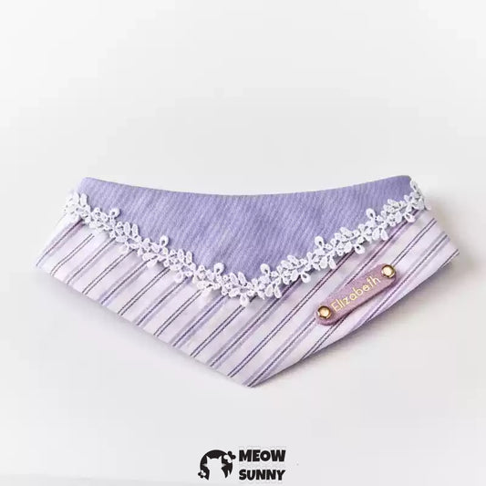Fantasy Purple Striped Pet Cat & Dog Triangle Bib,Customizable Name