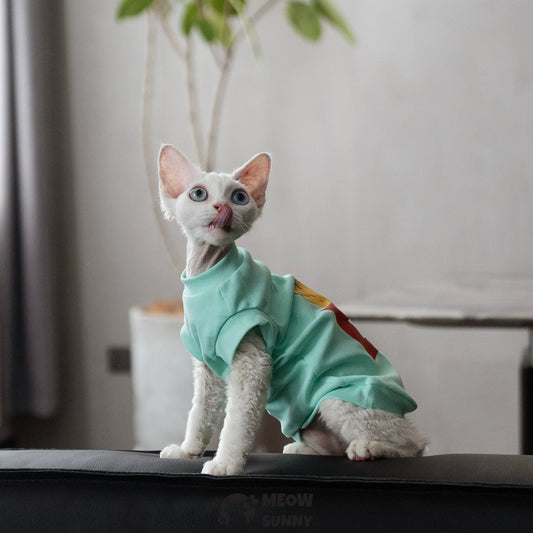 Sphynx Cat Breathable Stretchy Cat Summer Vest,mint green