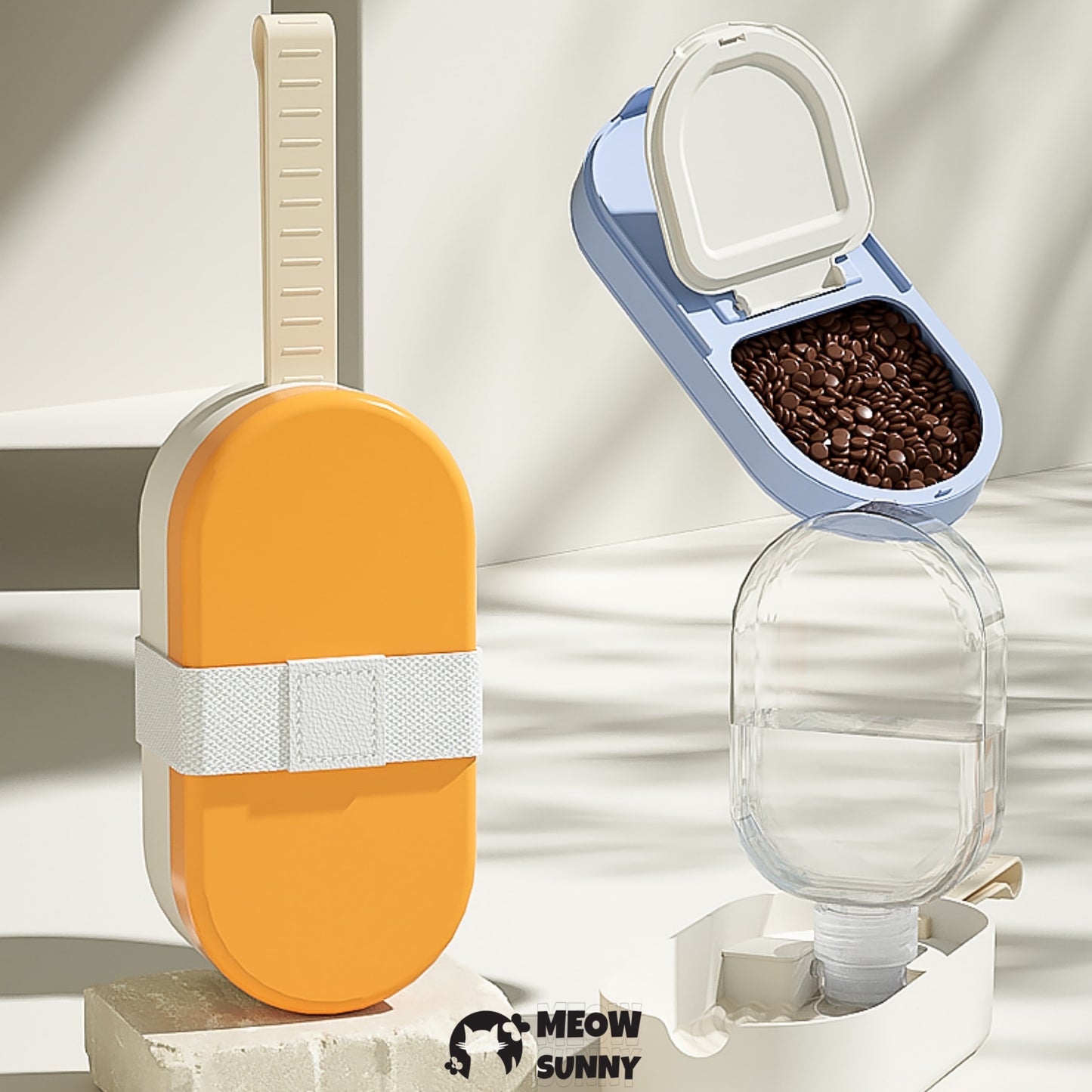 Pet Bowl 2-in-1 Water Bottle Food Container