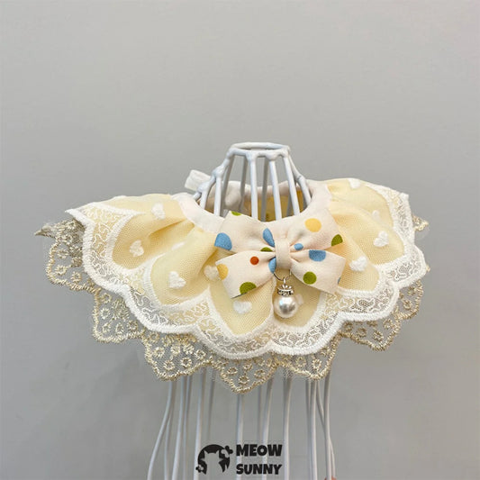 Pet Lace Bib Collar with Cute Bow, Bibs Soft Easy to Wear Comfortable Bow