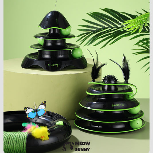 Cats Turntable Circle Track Toys(Black&Green),4 Level Turntable