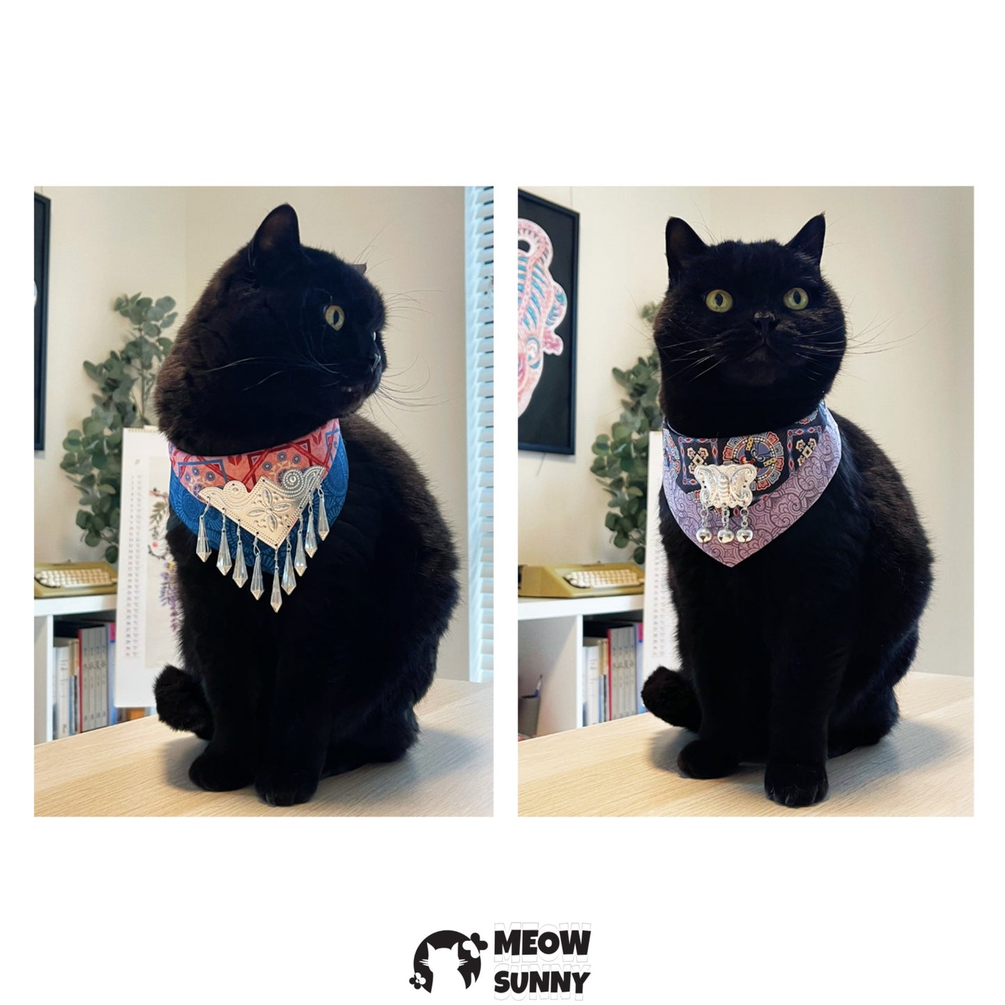 Vintage Metallic Pet Cat & Dog Triangle Scarf Necklace