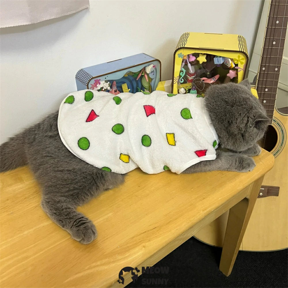 Cat clothes flannel warm cute cartoon vest anti-shedding