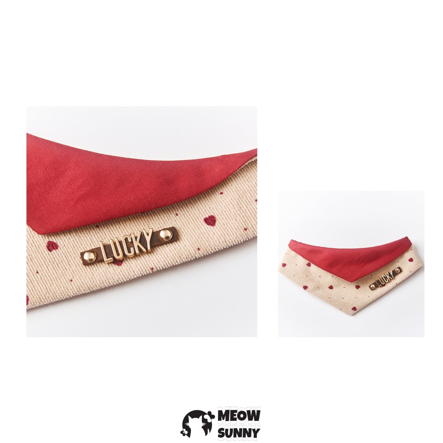 Christmas Love Pattern Corduroy Cat & Dog Triangle Pet Bibs