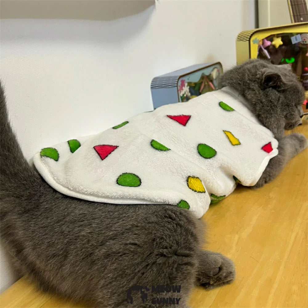 Cat clothes flannel warm cute cartoon vest anti-shedding