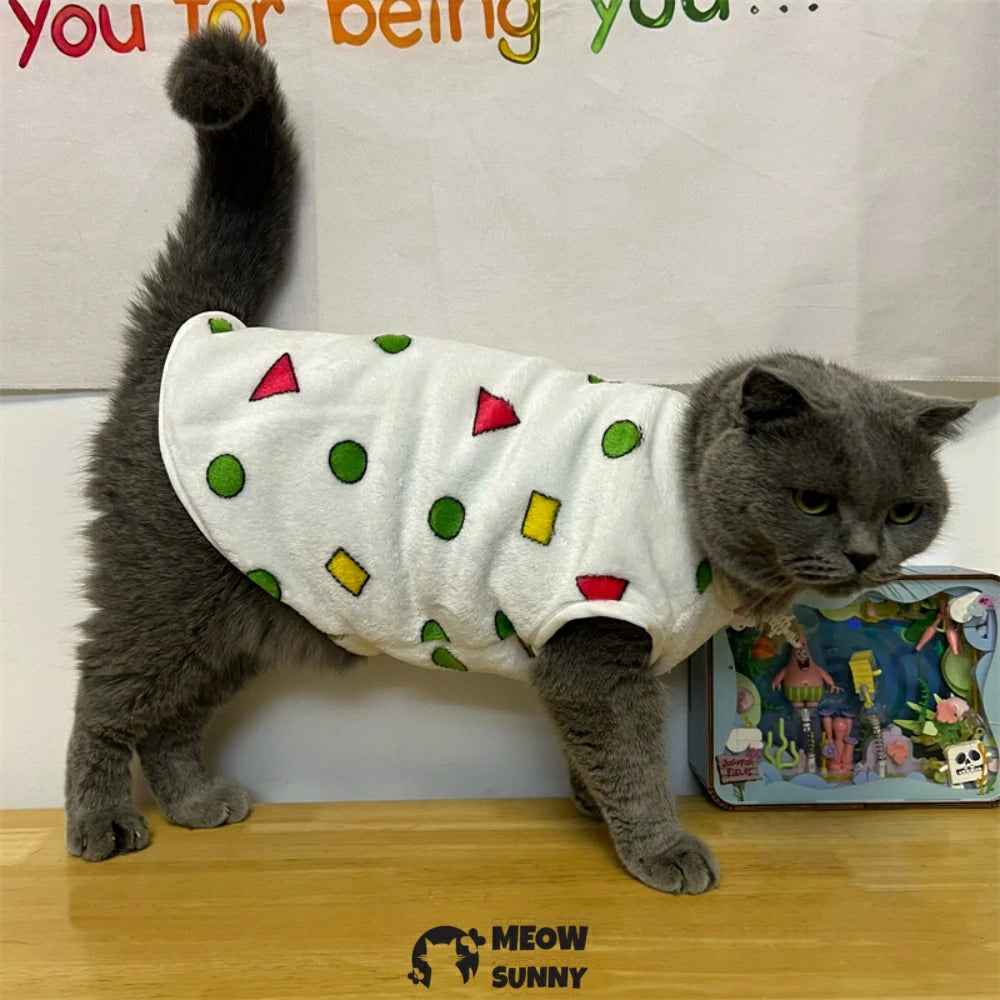 Cat clothes flannel warm cute cartoon vest anti-shedding