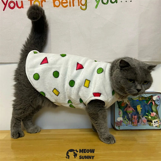 Cat clothes flannel warm cute cartoon vest anti-shedding