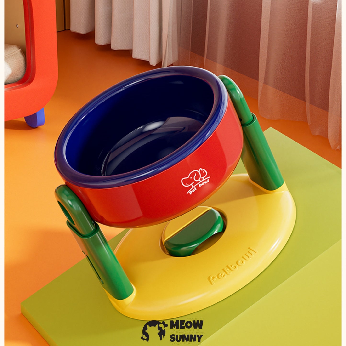 Adjustable height cat&dog bowl