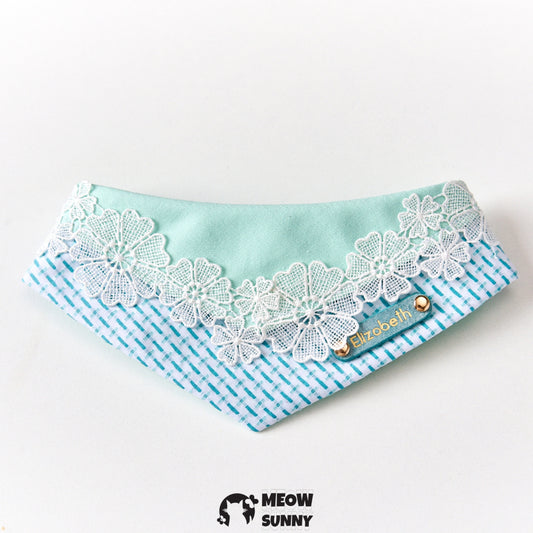 Lace Flower Mint Cat & Dog Pet Triangle Bibs