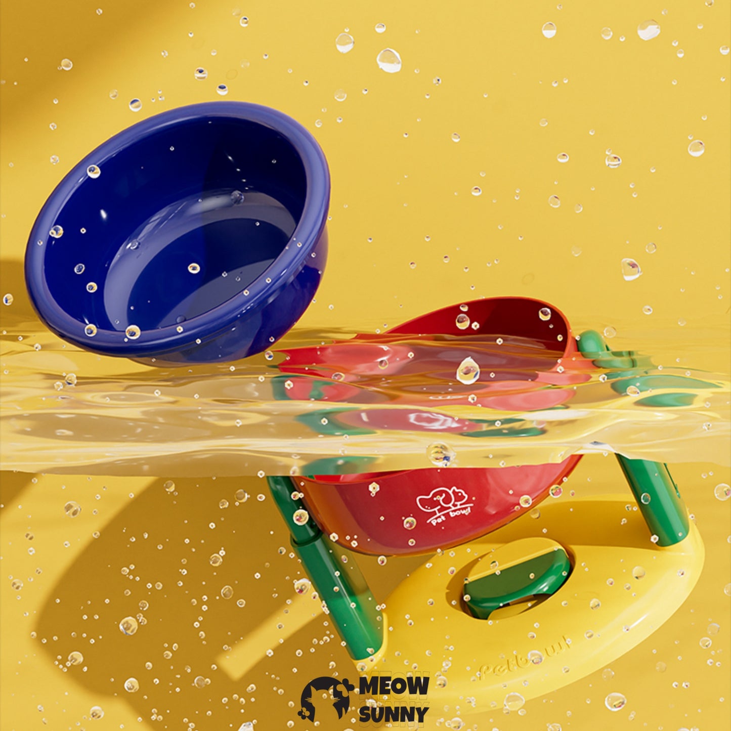 Adjustable height cat&dog bowl