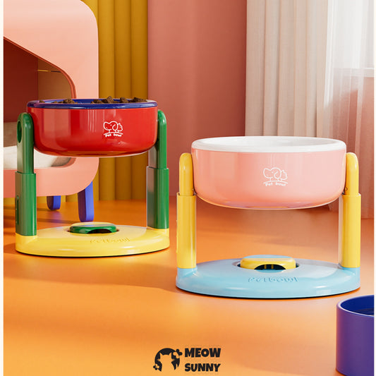 Adjustable height cat&dog bowl