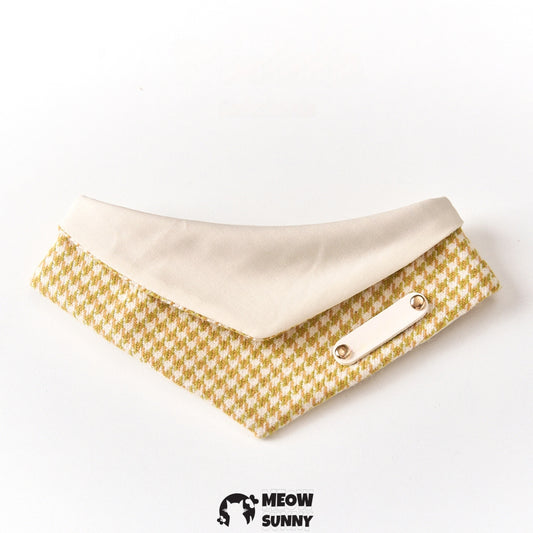 Yellow Houndstooth Cat & Dog Triangle Bibs, Customizable