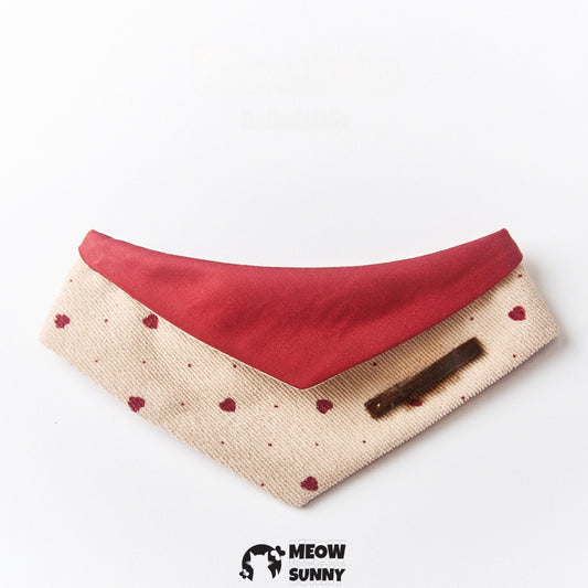 Christmas Love Pattern Corduroy Cat & Dog Triangle Pet Bibs