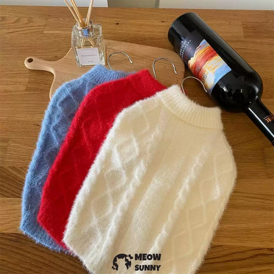 Hairless cat clothes Korean style knitted sweater belly protection kitten thick coat