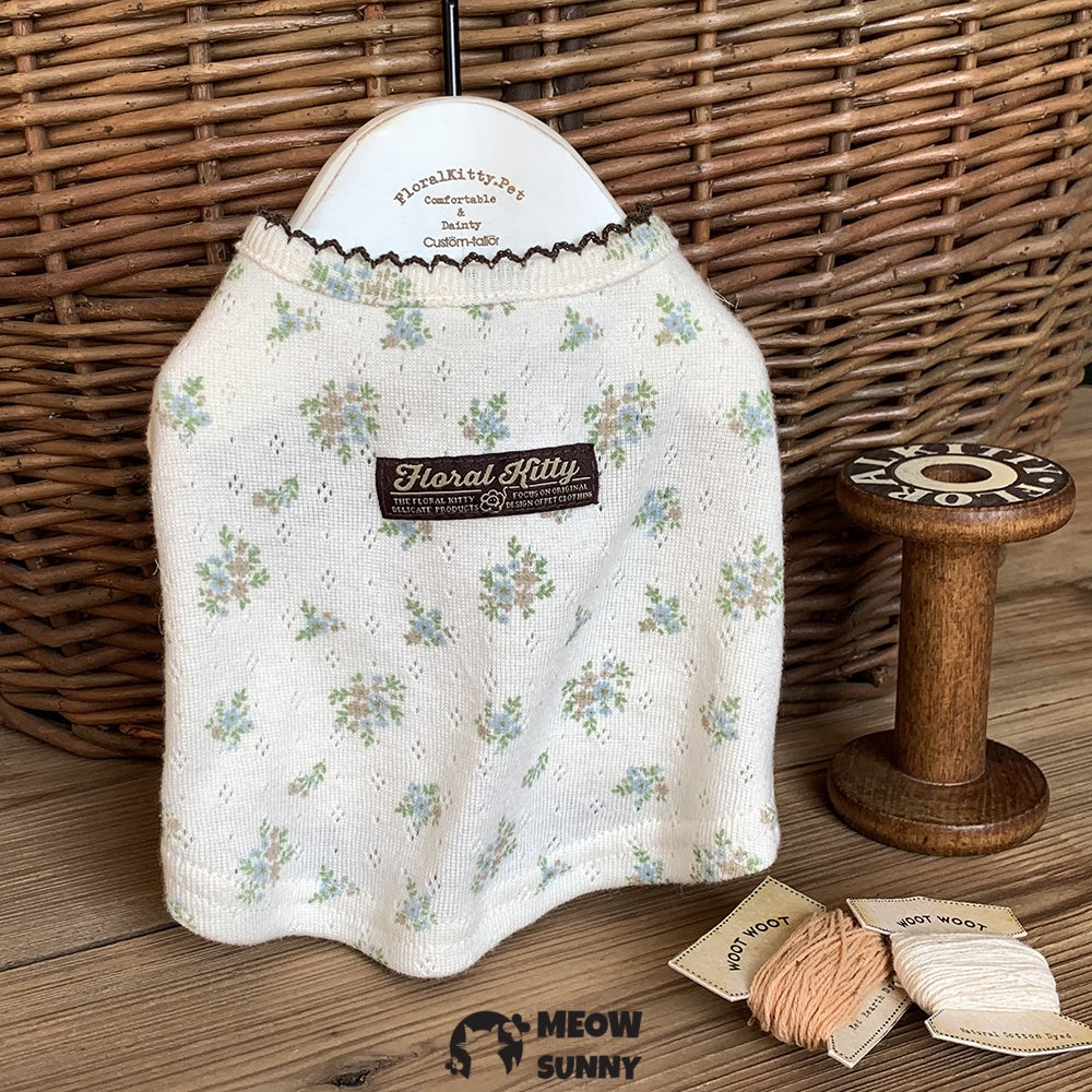 Small Dog Vest Grass Green Floral Dog Clothes