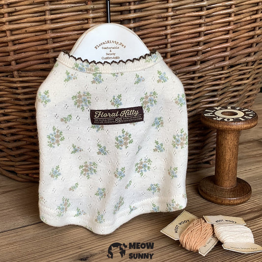 Small Dog Vest Grass Green Floral Dog Clothes