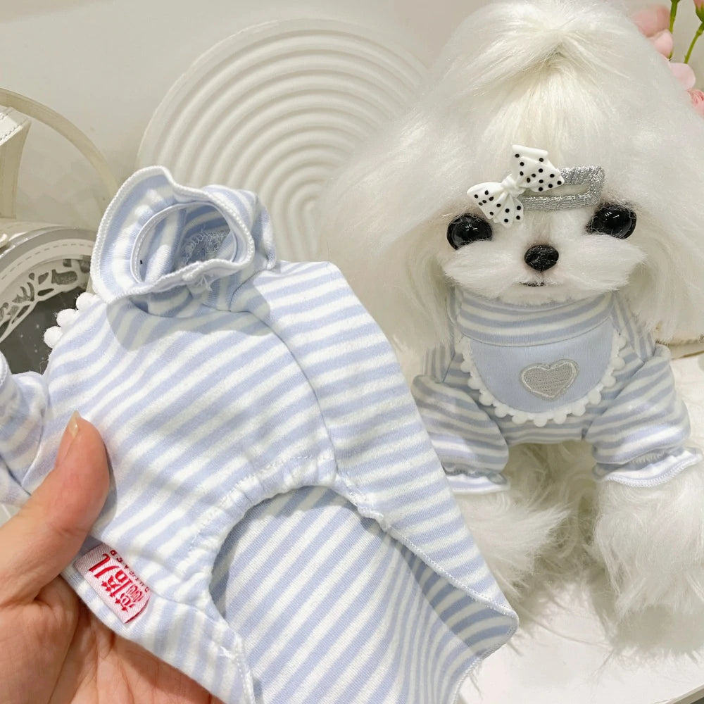 Maltese bottoming shirt and Yorkshire terrier striped skirt