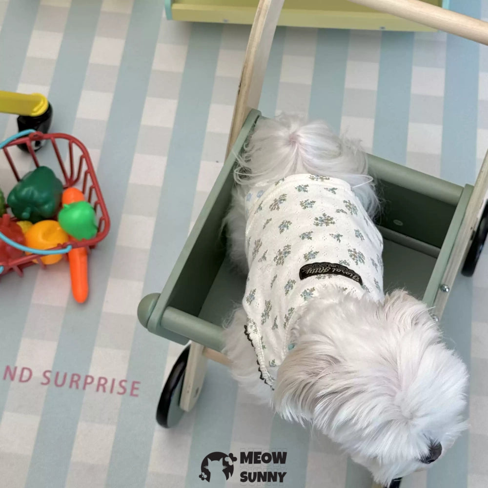 Small Dog Vest Grass Green Floral Dog Clothes