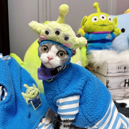 Hairless cat three-eyed clothes polar fleece half vest silky cotton striped bottom