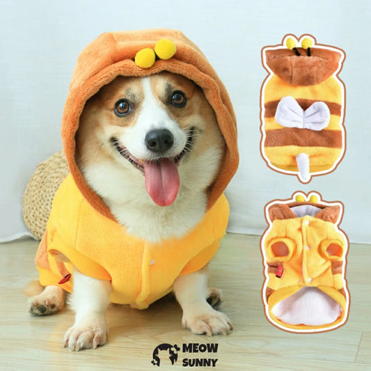 Bee puppy clothes thickened Corgi warm cotton coat