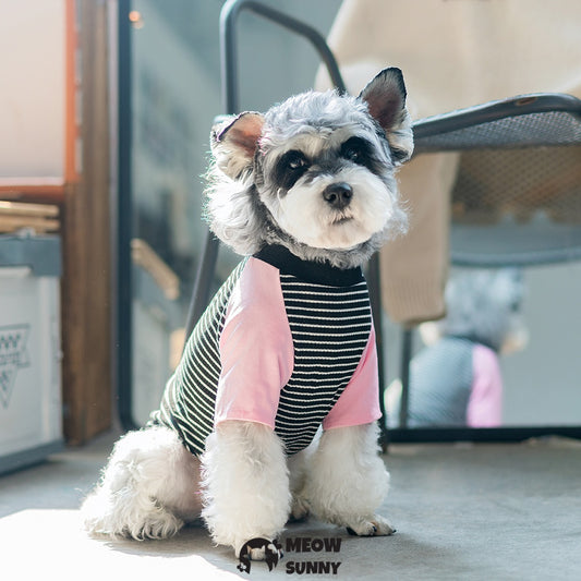 Black and pink patchwork summer thin dog Cotton T-shirt