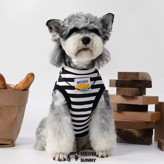 Black and white striped summer thin dog Comfort and Fashion T-shirt
