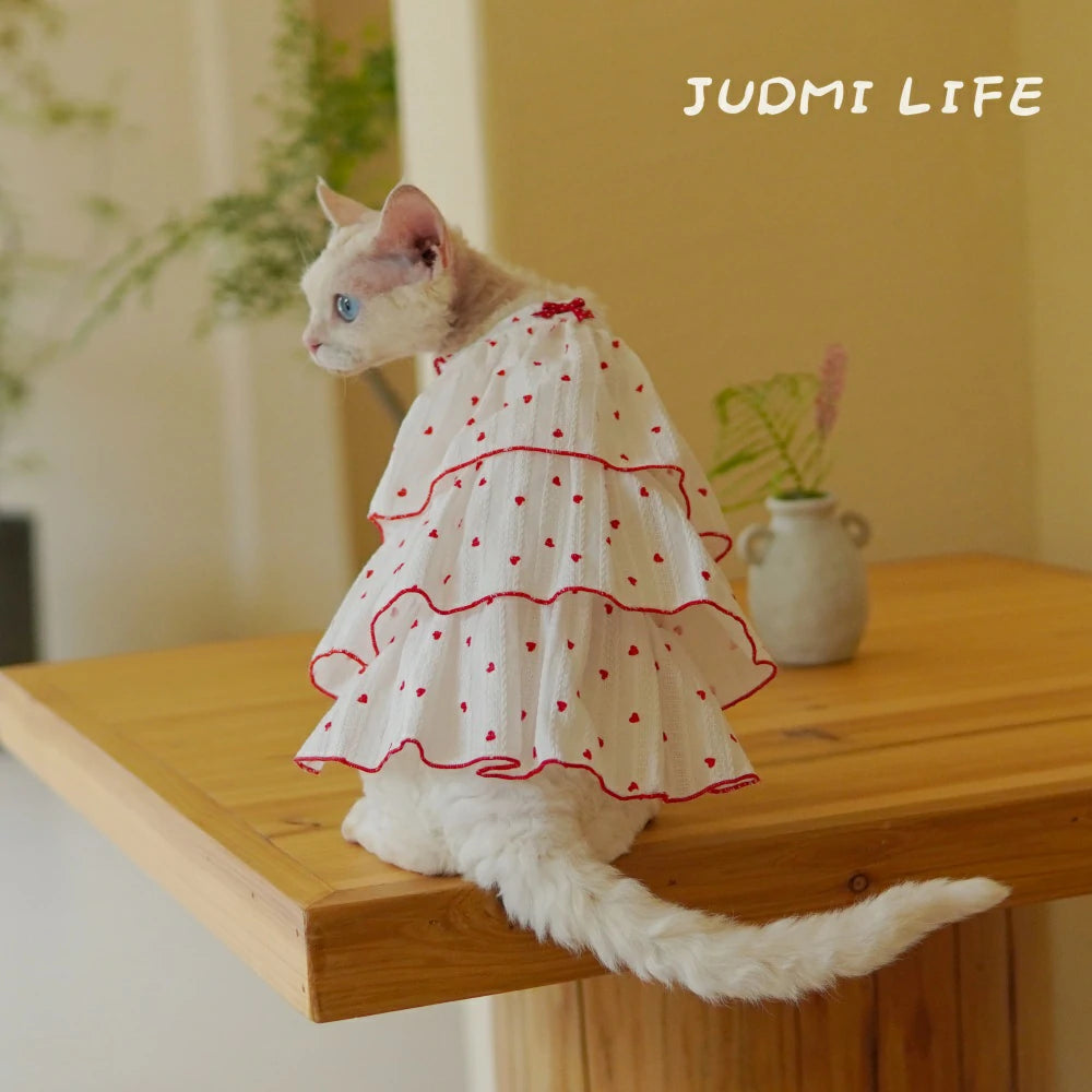 Breathable Cotton Cat Shirts for Hairless Cats, Summer Pet Dresses