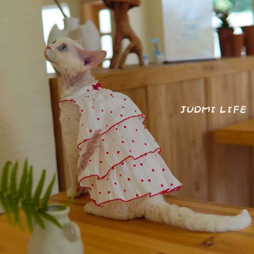 Breathable Cotton Cat Shirts for Hairless Cats, Summer Pet Dresses