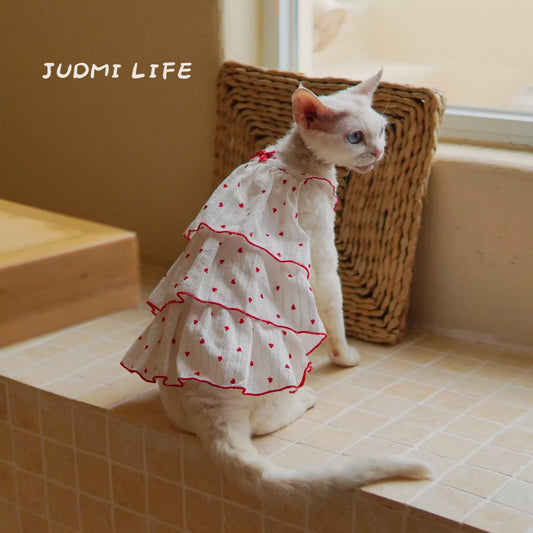 Breathable Cotton Cat Shirts for Hairless Cats, Summer Pet Dresses