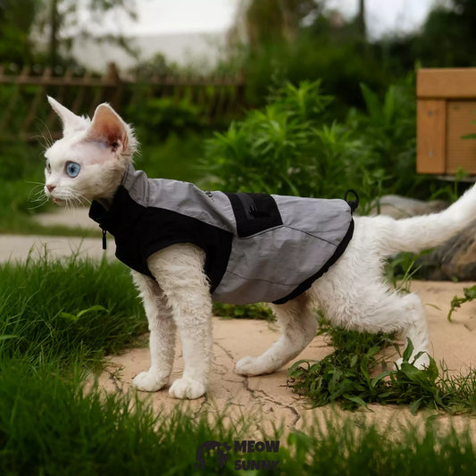 Breathable Spring Autumn Sphynx Hairless Cat Waterproof Black Jacket