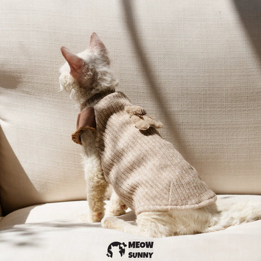 Brown Knitted Sweater for Sphynx and Hairless Cat Breeds