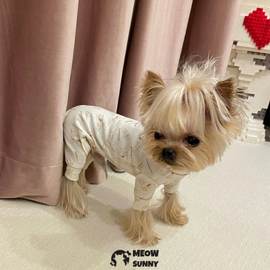 Cartoon-themed elastic four-legged dog pajamas for pets