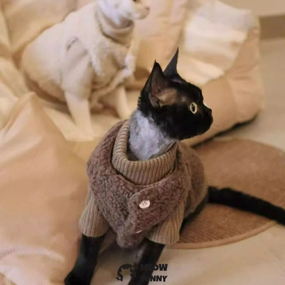 Cat-themed warm fleece vest