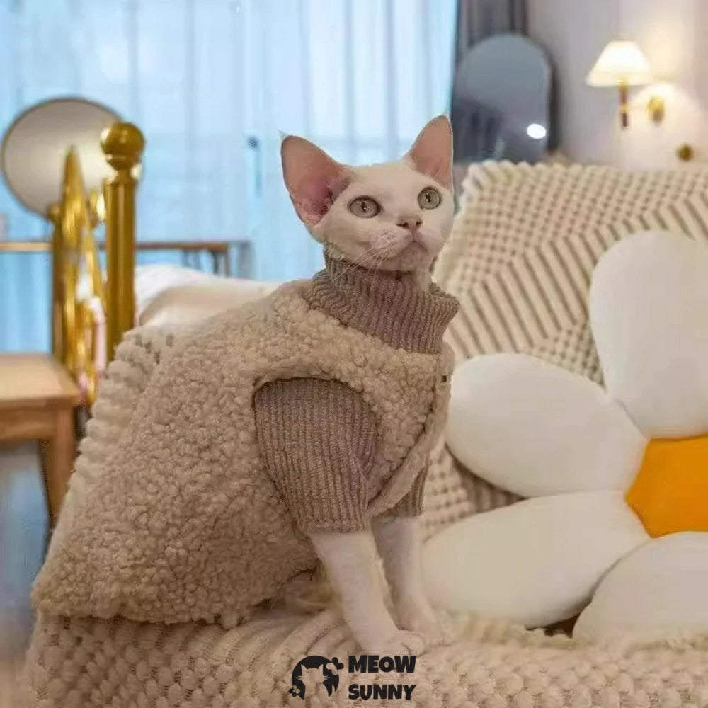 Cat-themed warm fleece vest