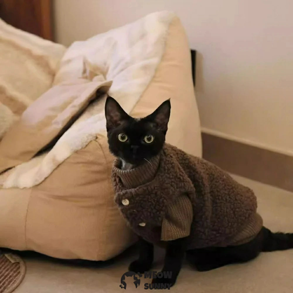 Cat-themed warm fleece vest