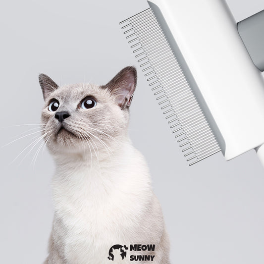 Cat Brush with Release Button, Built-in Stainless Steel