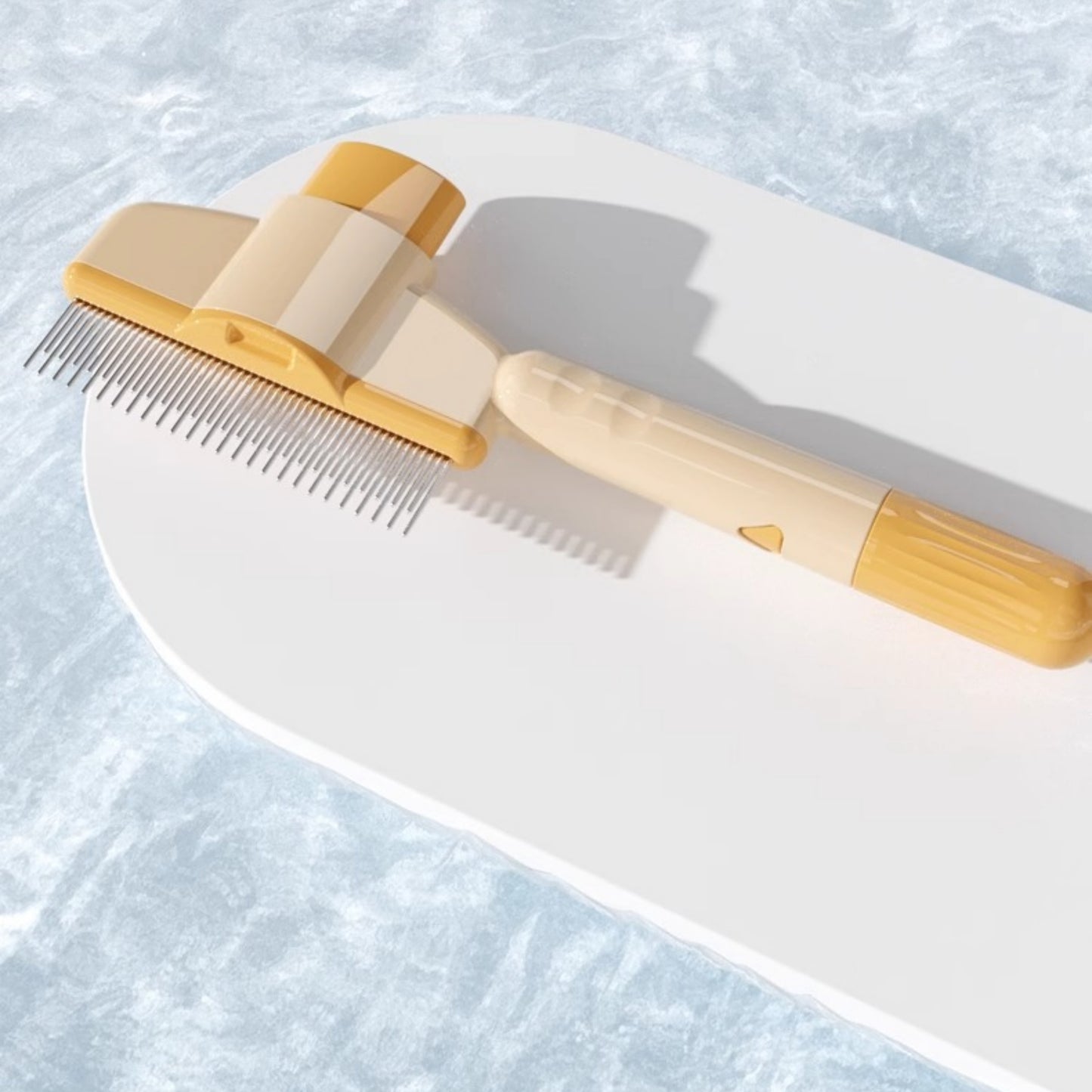 Cat Brush with Release Button, Built-in Stainless Steel