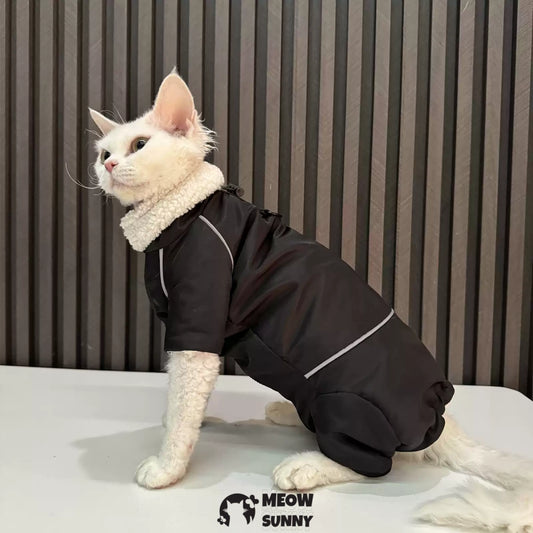Cat Clothes with Anti-Shedding Fabric Soft Recovery Suit,Black