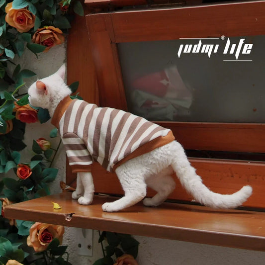 Cat Summer Cotton Breathable Striped T-shirt