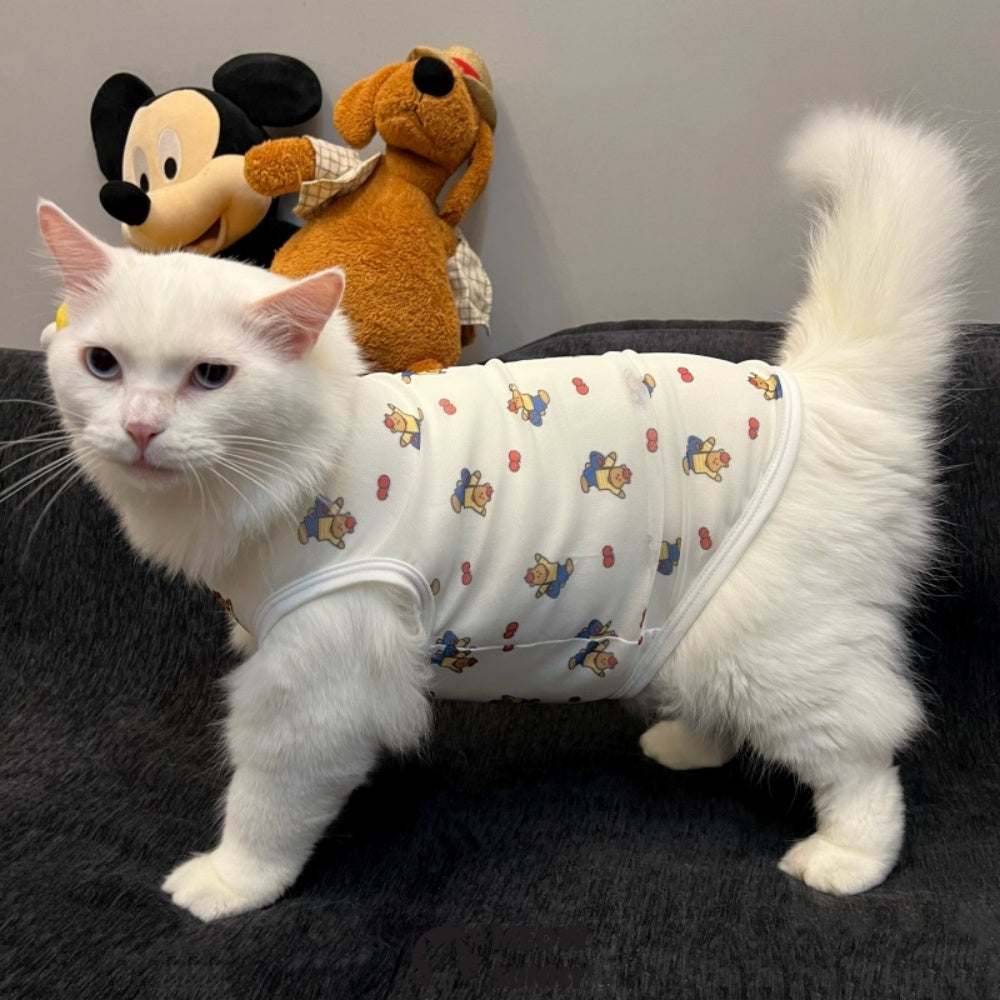 Cat clothes summer thin cool vest anti-shedding sunscreen cartoon bear