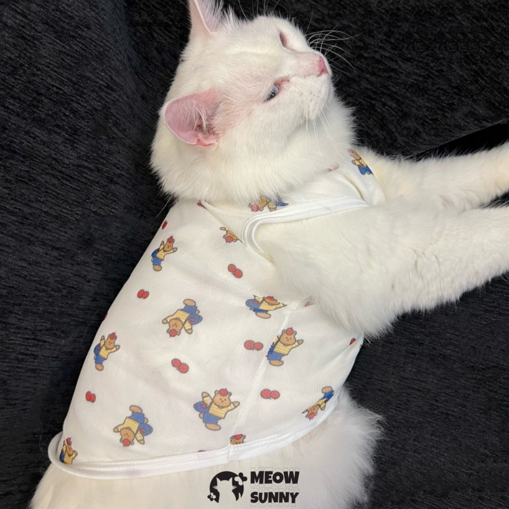Cat clothes summer thin cool vest anti-shedding sunscreen cartoon bear