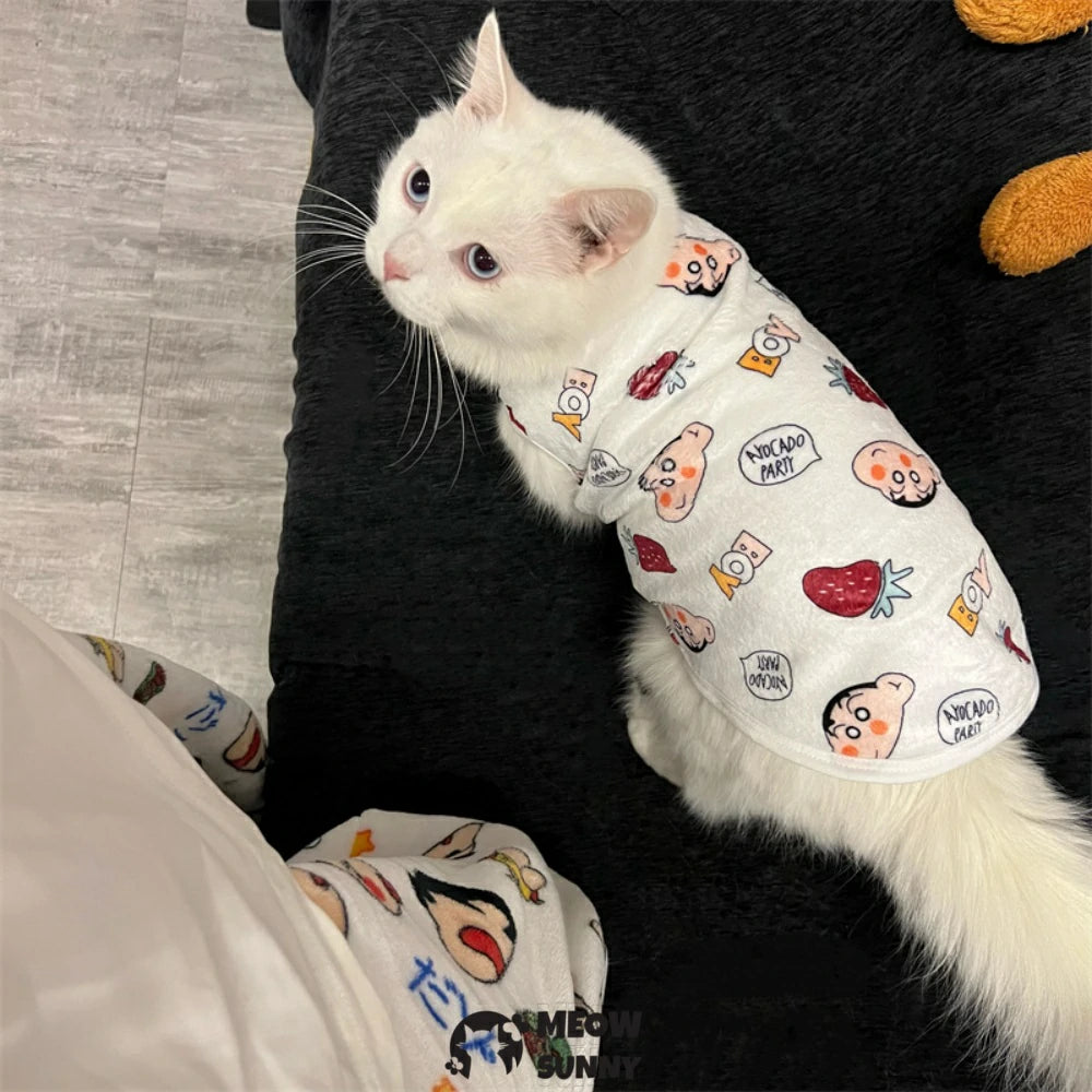 Cat clothes winter warm plus velvet cute cartoon anti-shedding sleeveless vest