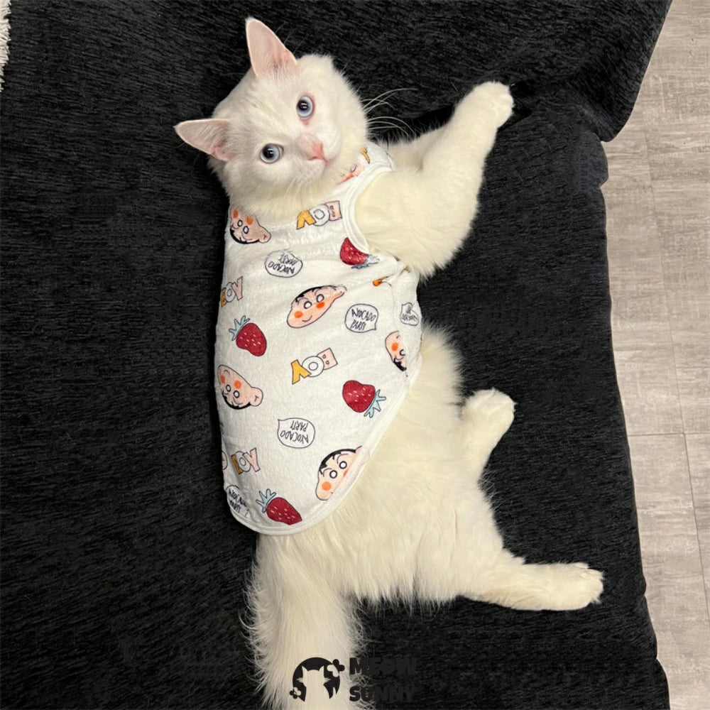 Cat clothes winter warm plus velvet cute cartoon anti-shedding sleeveless vest