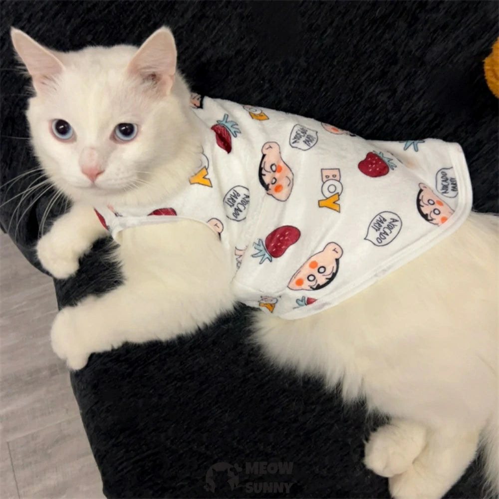 Cat clothes winter warm plus velvet cute cartoon anti-shedding sleeveless vest