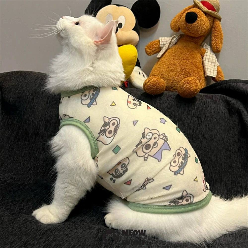 Cat dynamic Superman clothes cute cartoon vest anti-hair loss