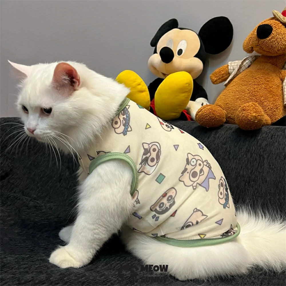 Cat dynamic Superman clothes cute cartoon vest anti-hair loss