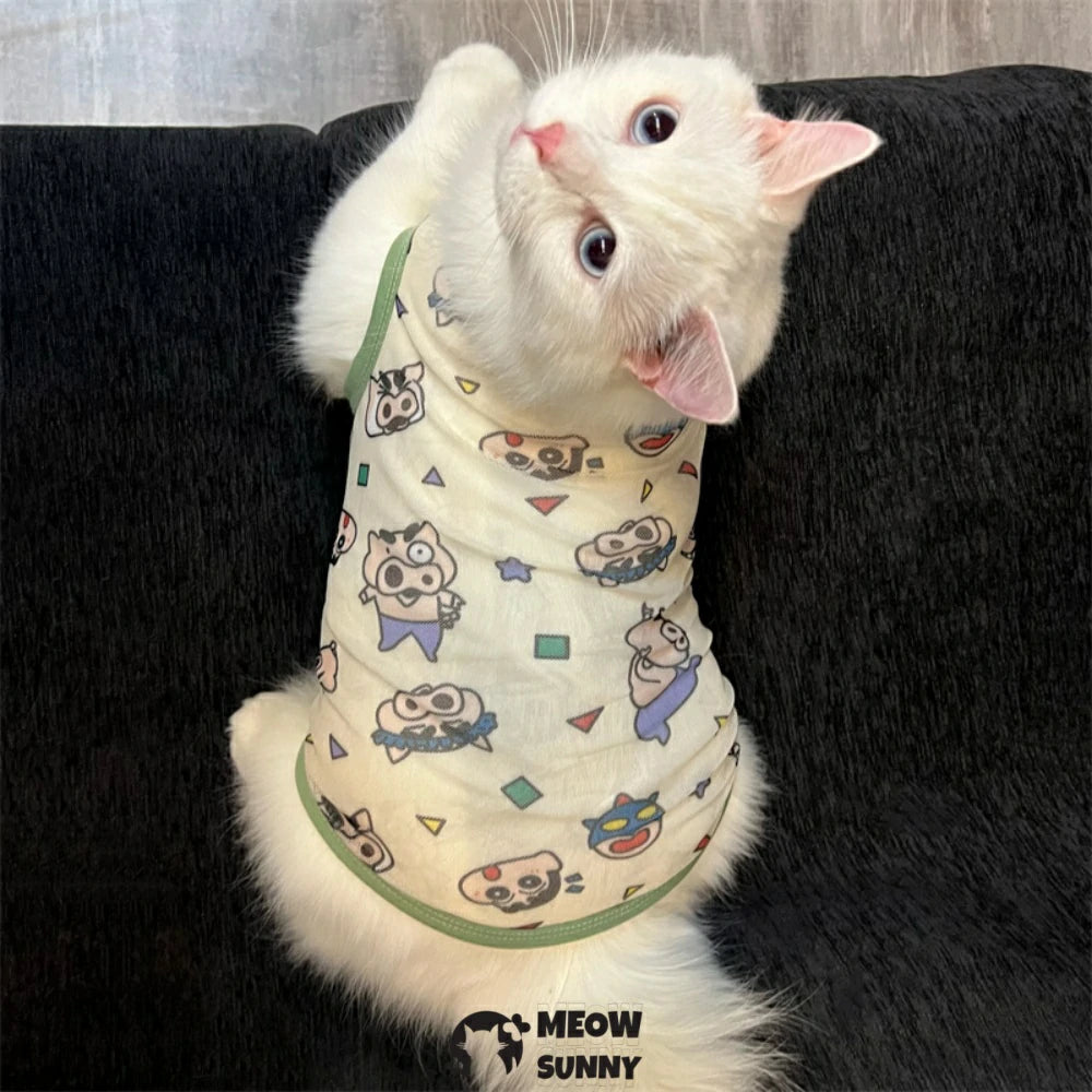 Cat dynamic Superman clothes cute cartoon vest anti-hair loss