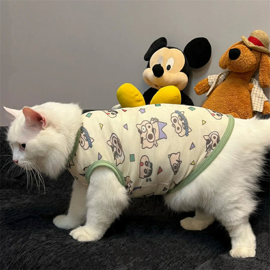 Cat dynamic Superman clothes cute cartoon vest anti-hair loss