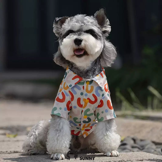 Colorful letter pattern summer thin style dog comfortable handsome shirt